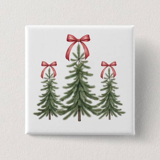 Weihnachtsbaum Red Bow Retro Frohe Weihnachten Wei Button (Vorderseite)