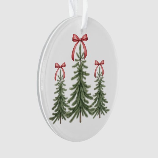Weihnachtsbaum Red Bow Retro Frohe Weihnachten Wei Ornament (Vorderseite)