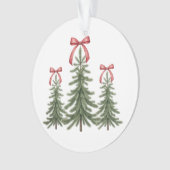 Weihnachtsbaum Red Bow Retro Frohe Weihnachten Wei Ornament (Vorderseite)