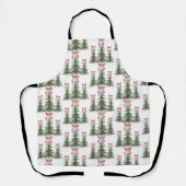 Weihnachtsbaum Red Bow Retro Frohe Weihnachten Wei Schürze (Vorderseite)