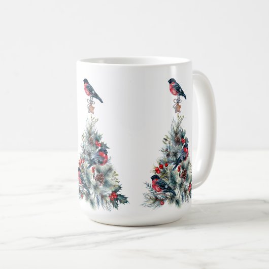 Weihnachtsbaum Red Bullfinch Kaffeetasse (VorderseiteRechts)
