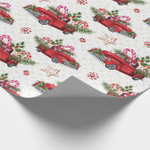 Weihnachtsbaum Red Car Wasserfarbener Urlaub Geschenkpapier (Ecke)