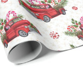 Weihnachtsbaum Red Car Wasserfarbener Urlaub Geschenkpapier (Rolleneckpunkt)