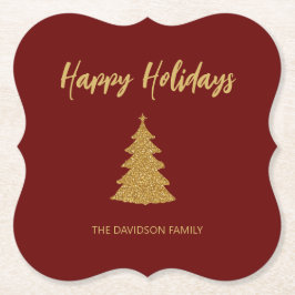 Weihnachtsbaum Red Gold Glitzer Urlaub Untersetzer