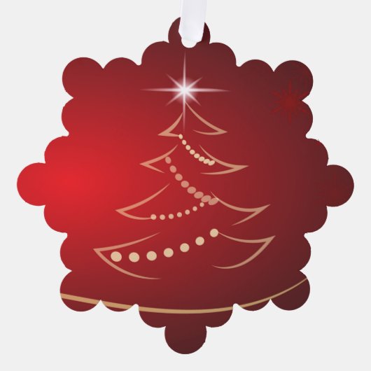 Weihnachtsbaum Red Gold Ornament Card mit Star (Vorderseite)