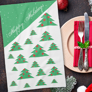 Weihnachtsbaum Red Green Happy Holidays Muster Geschirrtuch