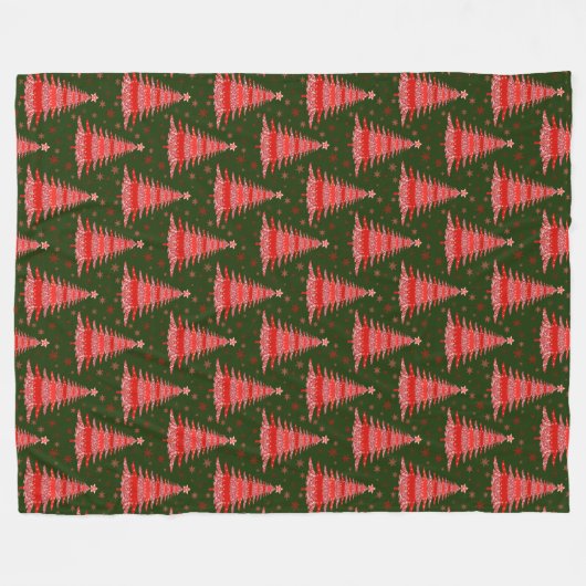 Weihnachtsbaum Red Green Muster Design Fleecedecke (Vorderseite (Horizontal))