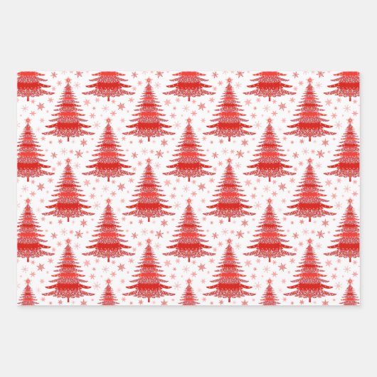 Weihnachtsbaum Red Green Muster Design Geschenkpapier Set (Vorderseite 3)
