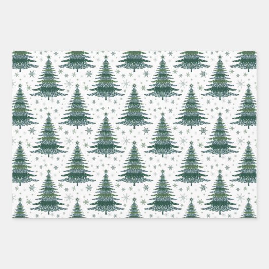 Weihnachtsbaum Red Green Muster Design Geschenkpapier Set (Vorderseite 2)
