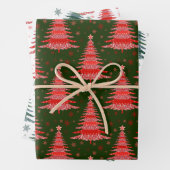 Weihnachtsbaum Red Green Muster Design Geschenkpapier Set (Beispiel)
