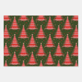 Weihnachtsbaum Red Green Muster Design Geschenkpapier Set (Vorderseite)