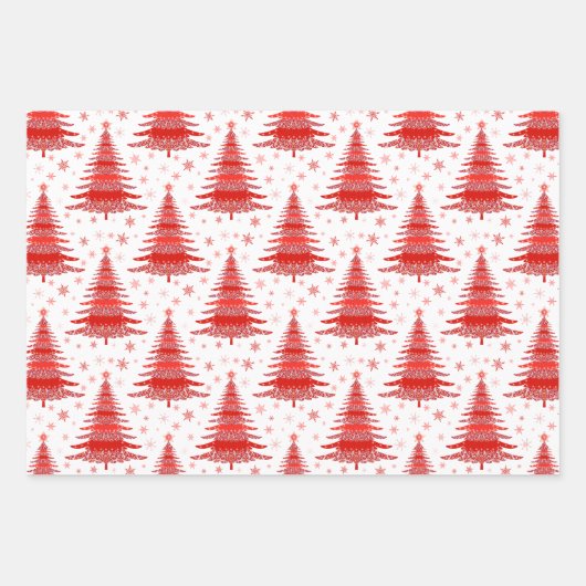 Weihnachtsbaum Red Green Muster Design Geschenkpapier Set (Vorderseite 3)