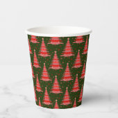 Weihnachtsbaum Red Green Muster Design Pappbecher (Vorderseite)