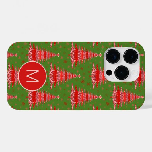 Weihnachtsbaum Red Green Pattern Monogramm Case-Mate iPhone Hülle (Rückseite (Horizontal))