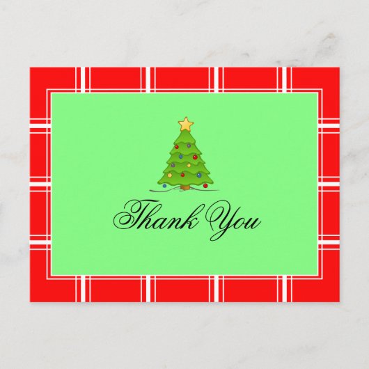 Weihnachtsbaum Red & Green Vielen Dank Postkarte (Vorderseite)