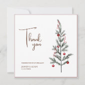 Weihnachtsbaum Red Green Winter Festival Hochzeit Dankeskarte (Vorderseite)