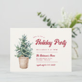 Weihnachtsbaum Red Holiday Party Einladung (Stehend Vorderseite)