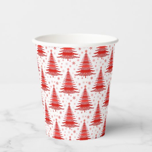 Weihnachtsbaum Red Muster Design Paper Cups Pappbecher (Vorderseite)
