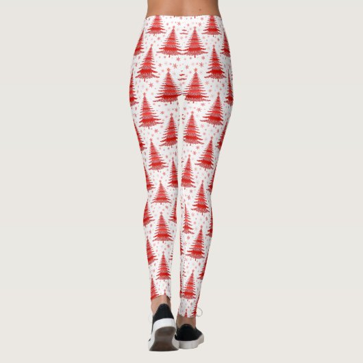Weihnachtsbaum Red Pattern Design Leggings (Rückseite)