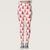 Weihnachtsbaum Red Pattern Design Leggings (Vorderseite)