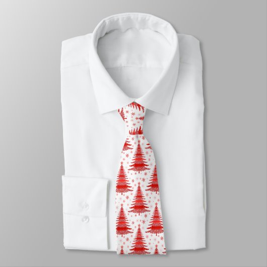 Weihnachtsbaum Red Pattern Design Neck Tie Krawatte (Gebunden)