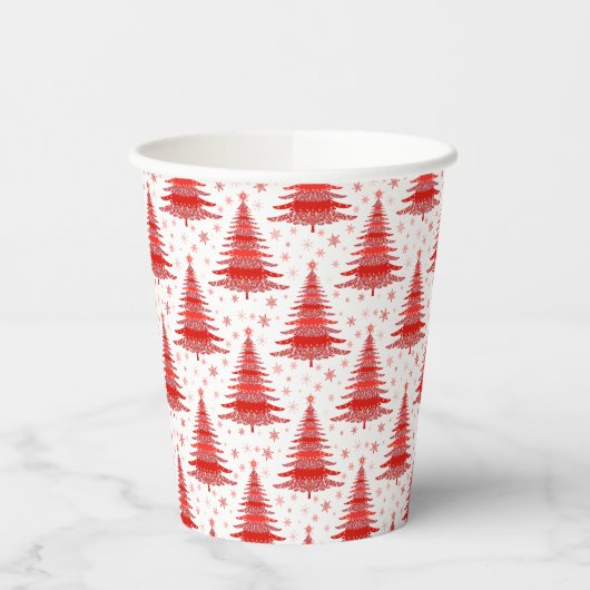 Weihnachtsbaum Red Pattern Design Pappbecher (Links)