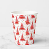 Weihnachtsbaum Red Pattern Design Pappbecher (Vorderseite)