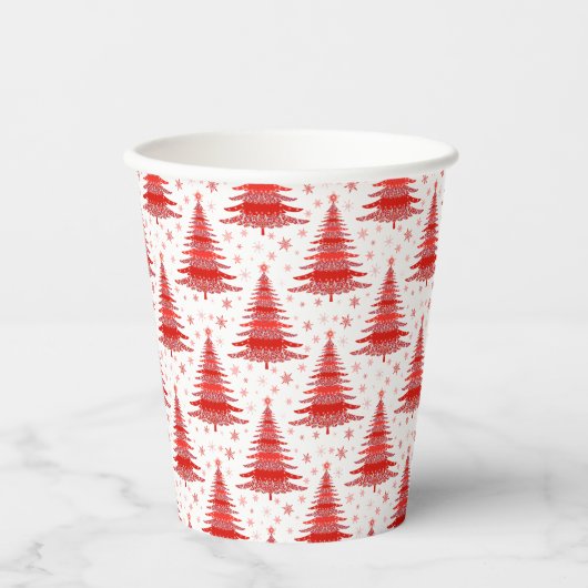 Weihnachtsbaum Red Pattern Design Pappbecher (Vorderseite)