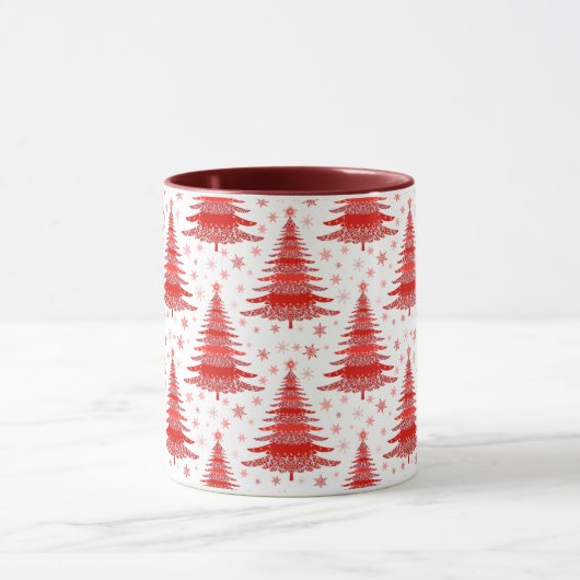 Weihnachtsbaum Red Pattern Design Tasse (Zentrum)