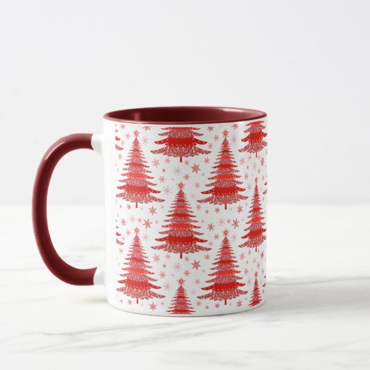 Weihnachtsbaum Red Pattern Design Tasse (Links)
