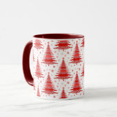 Weihnachtsbaum Red Pattern Design Tasse (Vorderseite Links)