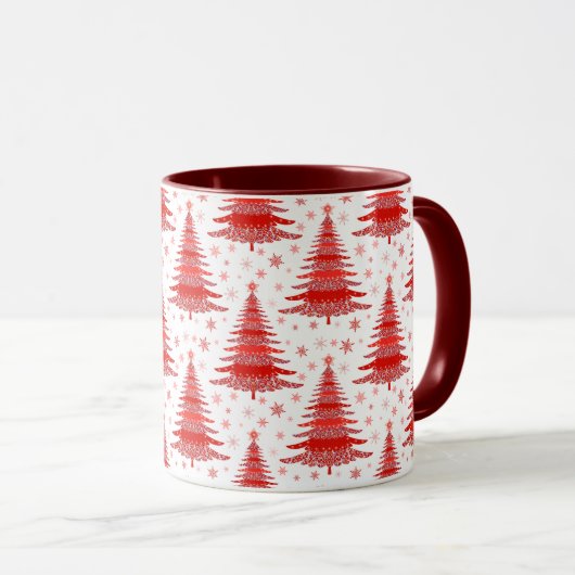 Weihnachtsbaum Red Pattern Design Tasse (VorderseiteRechts)