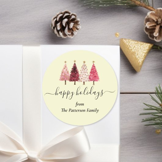 Weihnachtsbaum Red Pink Lemon Custom Runder Aufkleber
