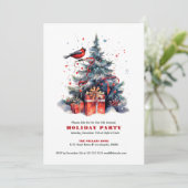 Weihnachtsbaum Red Robin Holiday Einladung (Stehend Vorderseite)