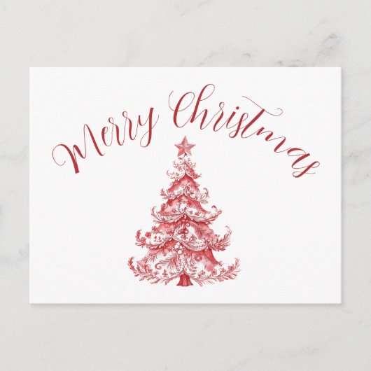 Weihnachtsbaum Red Toile Postkarte (Vorderseite)