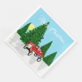 Weihnachtsbaum Red Wagon Party Paper Napkins Serviette (Ecke)