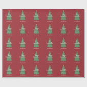 Weihnachtsbaum Red Wrapping Paper Geschenkpapier (Flach)