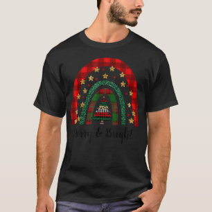 Weihnachtsbaum Regenbogen Büffel Kariert Fröhlich T-Shirt