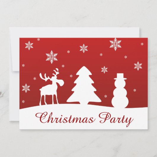 Weihnachtsbaum Reindeer Snowman Einladung (Vorderseite)