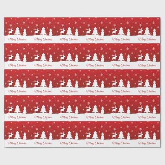 Weihnachtsbaum Reindeer Snowman Geschenkpapier (Flach)