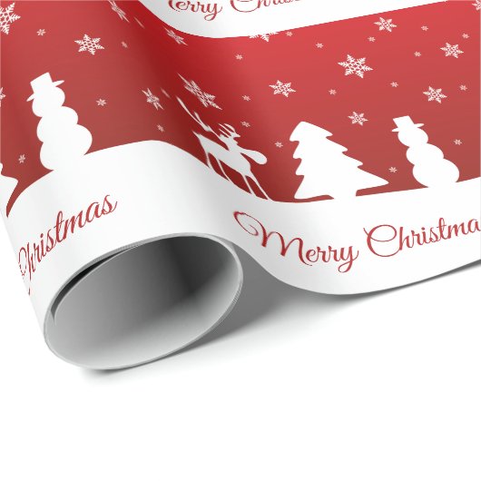 Weihnachtsbaum Reindeer Snowman Geschenkpapier (Rolleneckpunkt)