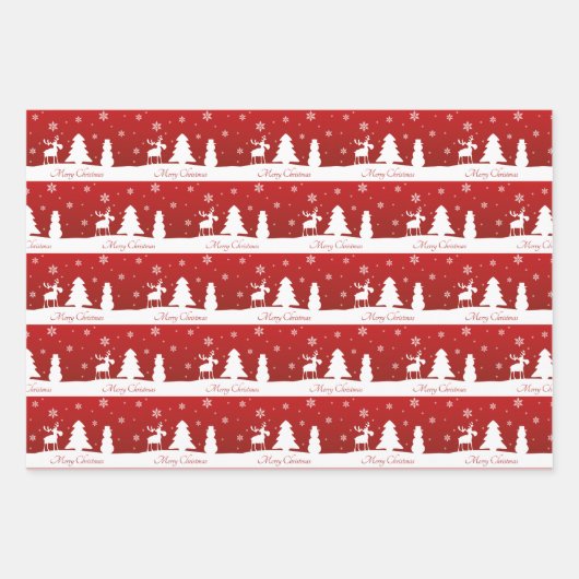 Weihnachtsbaum Reindeer Snowman Geschenkpapier Set (Vorderseite)