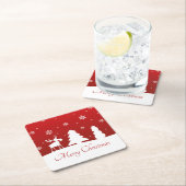 Weihnachtsbaum Reindeer Snowman Rechteckiger Pappuntersetzer (Vor Ort)