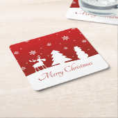 Weihnachtsbaum Reindeer Snowman Rechteckiger Pappuntersetzer (angewinkelt)