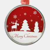 Weihnachtsbaum Reindeer Snowman Silbernes Ornament (Vorne)