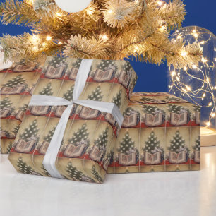 Weihnachtsbaum religiöses Vintage-Geschenkpapier Geschenkpapier