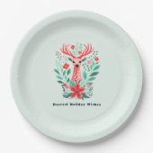 Weihnachtsbaum Rentier Blumenstollen-Papiertafel Pappteller (Vorderseite)