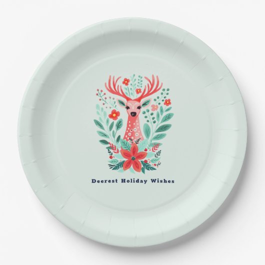 Weihnachtsbaum Rentier Blumenstollen-Papiertafel Pappteller (Vorderseite)