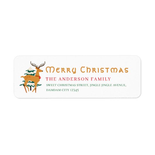 Weihnachtsbaum & Rentier Einfache Rücksendeadresse (Vorne)