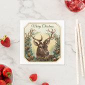 Weihnachtsbaum Rentier Holly Pine Cones Rustic Serviette (Beispiel)